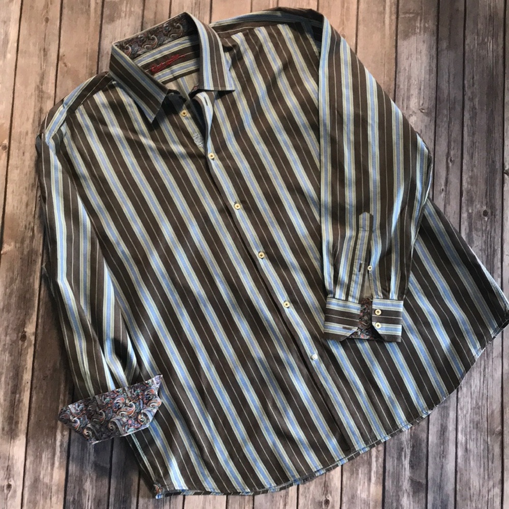 Robert Graham Striped Shirt w/ Contrast Flip Cuffs